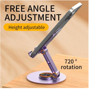 360° Rotating Aluminum Phone Stand With Dual-Axis Folding Compatible With IPhone