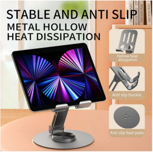 360° Rotating Aluminum Phone Stand With Dual-Axis Folding Compatible With IPhone