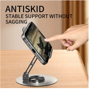 360° Rotating Aluminum Phone Stand With Dual-Axis Folding Compatible With IPhone