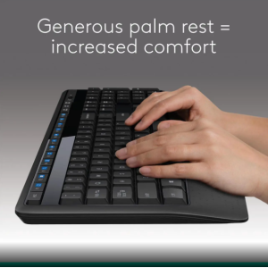 Logitech MK345 Wireless Combo Full-Sized Keyboard with Palm Rest and Comfortable Right-Handed
