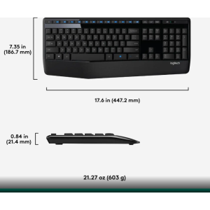 Logitech MK345 Wireless Combo Full-Sized Keyboard with Palm Rest and Comfortable Right-Handed