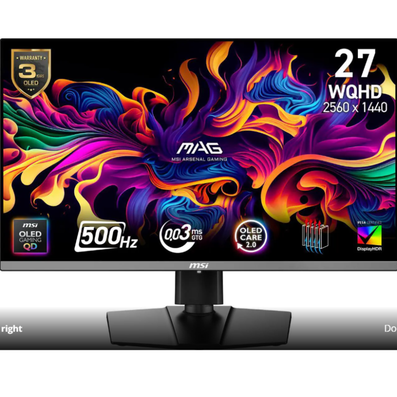 MSI 27" 500 Hz QD-OLED 2560 x 1440(QHD) Gaming Monitor FreeSync