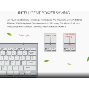 ESTONE Wireless Keyboard Mouse, K1088 2.4GHz Ultra Thin Compact Portable Small Wireless