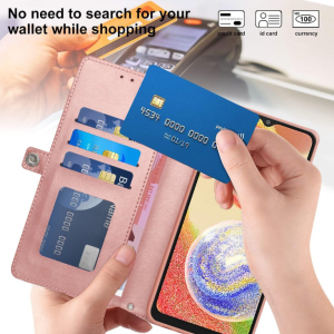 Case with Card Holder Slots and Wrist Strap for Samsung Galaxy A05 (Navy Blue)