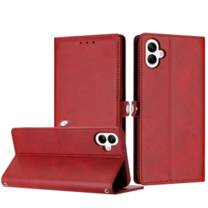 Case with Card Holder Slots and Wrist Strap for Samsung Galaxy A05 (Red)