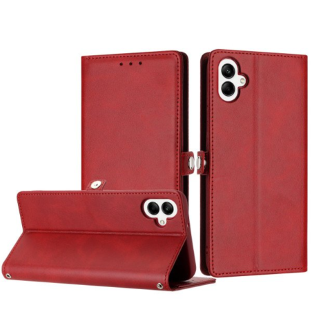 Case with Card Holder Slots and Wrist Strap for Samsung Galaxy A05 (Red)