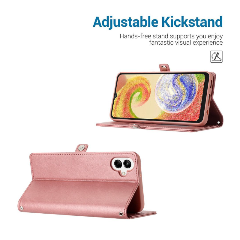 Case with Card Holder Slots and Wrist Strap for Samsung Galaxy A05 (Rose Gold)