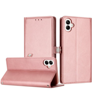 Case with Card Holder Slots and Wrist Strap for Samsung Galaxy A05 (Rose Gold)