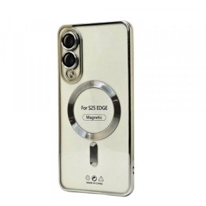 Case With Camera Lens Protection for Samsung Galaxy S25 Edge (Silver)