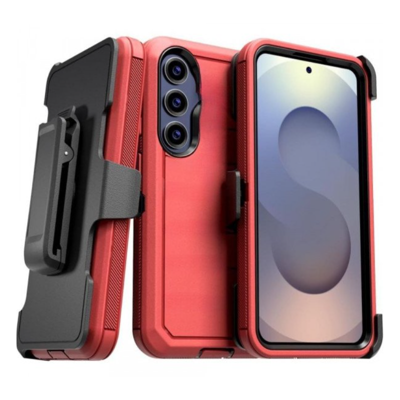 Case with Clip for Samsung Galaxy S25 Edge (Red / Black)