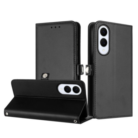 Case with Card Holder Slots and Wrist Strap for Samsung Galaxy S25 Edge (Black)