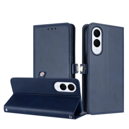 Case with Card Holder Slots and Wrist Strap for Samsung Galaxy S25 Edge (Navy Blue)