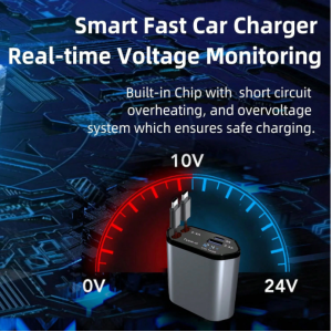 W&O 120W 4-In-1 Retractable Super Fast Car Charger