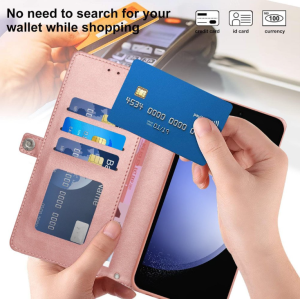 Case with Card Holder Slots and Wrist Strap for Samsung Galaxy A35 5G (Navy Blue)