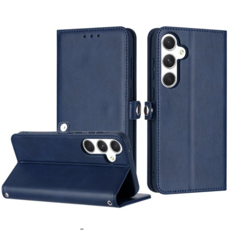 Case with Card Holder Slots and Wrist Strap for Samsung Galaxy A35 5G (Navy Blue)