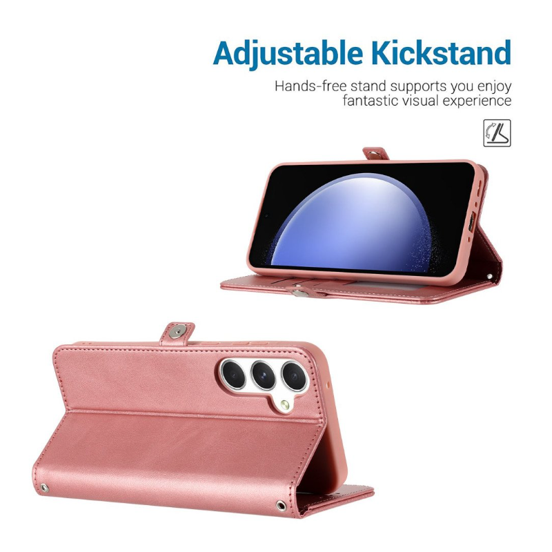 Case with Card Holder Slots and Wrist Strap for Samsung Galaxy A35 5G (Purple)