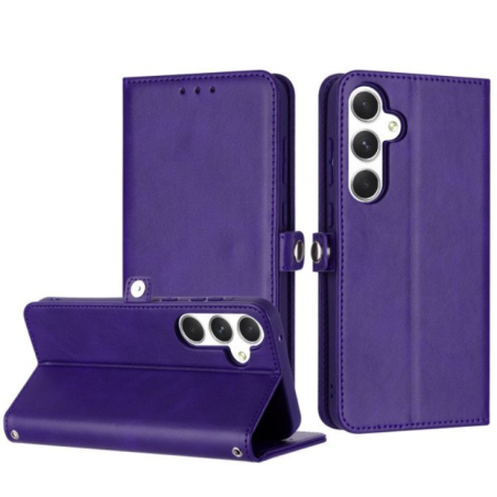 Case with Card Holder Slots and Wrist Strap for Samsung Galaxy A35 5G (Purple)