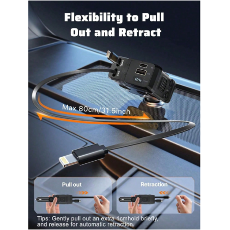 W&O Automotive Charger With Industrial Design, Ultra-Rapid 120W Vehicle Power Adapter Featuring