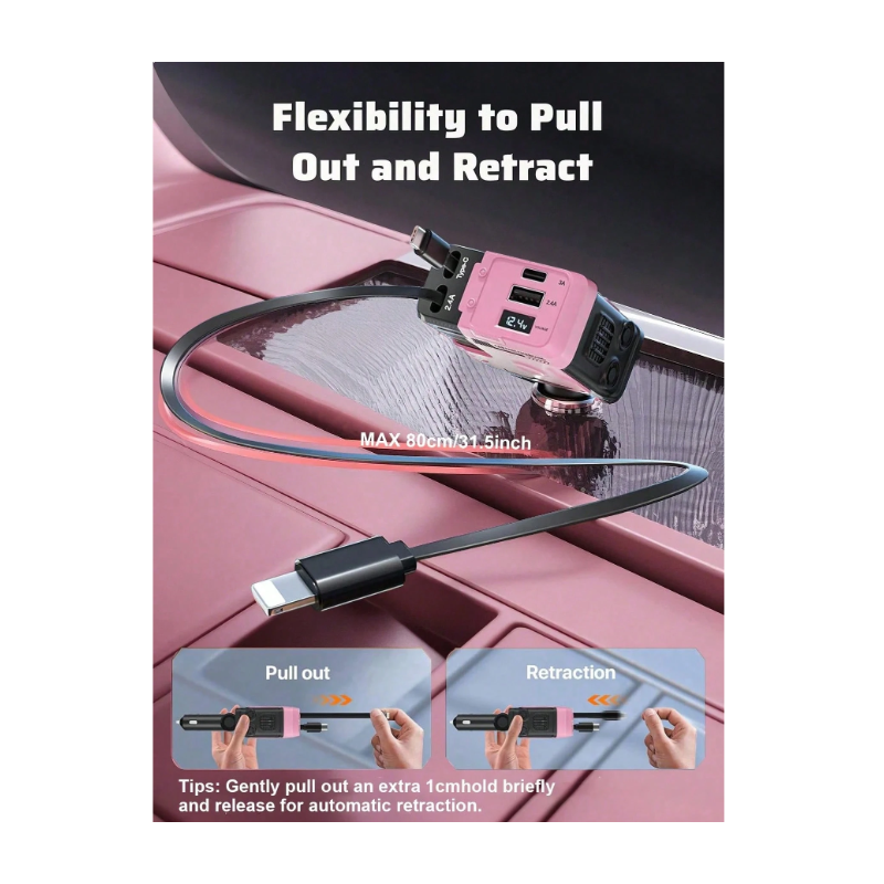 W&O Automotive Charger With Industrial Design, Ultra-Rapid 120W Vehicle Power Adapter Featuring