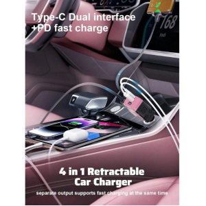 W&O Automotive Charger With Industrial Design, Ultra-Rapid 120W Vehicle Power Adapter Featuring