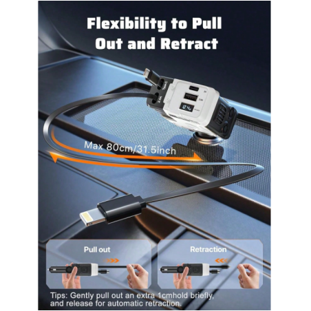 W&O Automotive Charger With Industrial Design, Ultra-Rapid 120W Vehicle Power Adapter Featuring