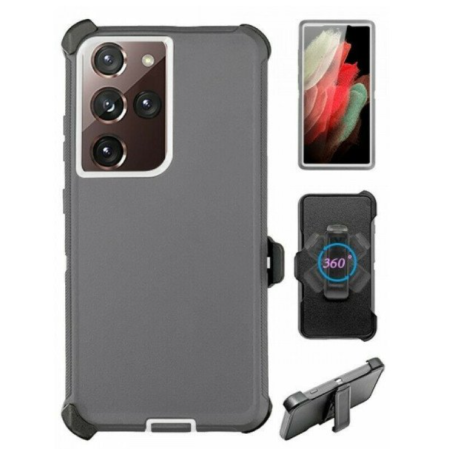 Case with Clip for Samsung Galaxy S24 Ultra 5G (Gray/White)