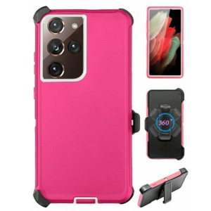 Case with Clip for Samsung Galaxy S24 Ultra 5G (Pink/White)