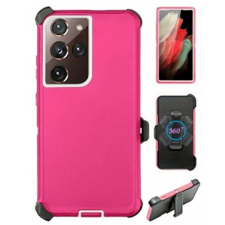 Case with Clip for Samsung Galaxy S24 Ultra 5G (Pink/White)