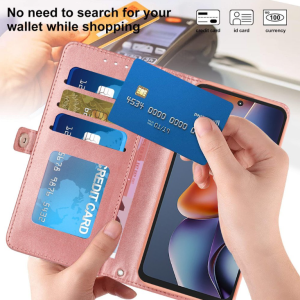 Case with Card Holder Slots and Wrist Strap for Motorola Moto G 5G 2025 (Black)