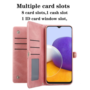 Case with Card Holder Slots and Wrist Strap for Motorola Moto G Play 2023 / Moto G Power 2022 / Moto G Pure (Purple)