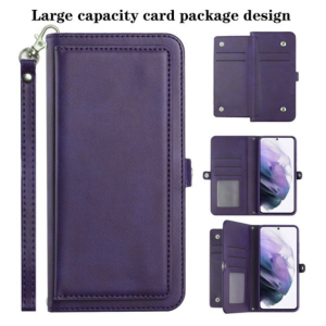 Case with Card Holder Slots and Wrist Strap for Motorola Moto G Play 2023 / Moto G Power 2022 / Moto G Pure (Purple)