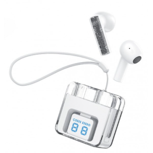 Wireless Earphones With Digital Battery Display and Carrying Strap F08 for Universal Cell Phone And Bluetooth Device (White)