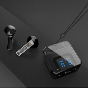 Wireless Earphones With Digital Battery Display and Carrying Strap F08 for Universal Cell Phone And Bluetooth Device (White)