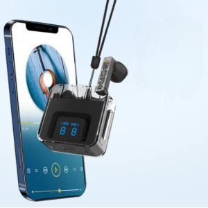 Wireless Earphones With Digital Battery Display and Carrying Strap F08 for Universal Cell Phone And Bluetooth Device (White)