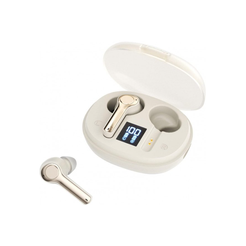 TWS Bluetooth Headphones with Advanced Battery Display TC31 for Universal Cell Phone And Bluetooth Device (Champagne Gold)