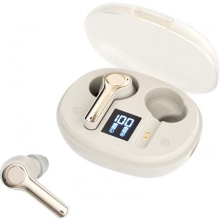 TWS Bluetooth Headphones with Advanced Battery Display TC31 for Universal Cell Phone And Bluetooth Device (Champagne Gold)