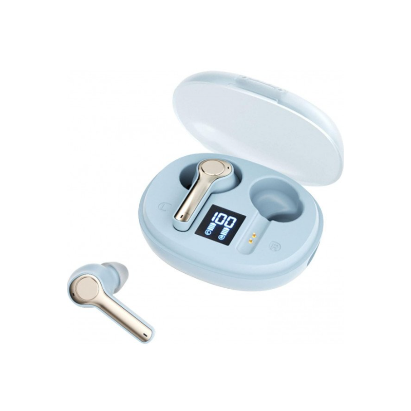 TWS Bluetooth Headphones with Advanced Battery Display TC31 for Universal Cell Phone And Bluetooth Device (Light Blue)