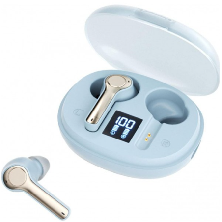 TWS Bluetooth Headphones with Advanced Battery Display TC31 for Universal Cell Phone And Bluetooth Device (Light Blue)