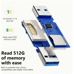 USB 3.0 2-In-1 Card Reader For SD/TF Cards- High