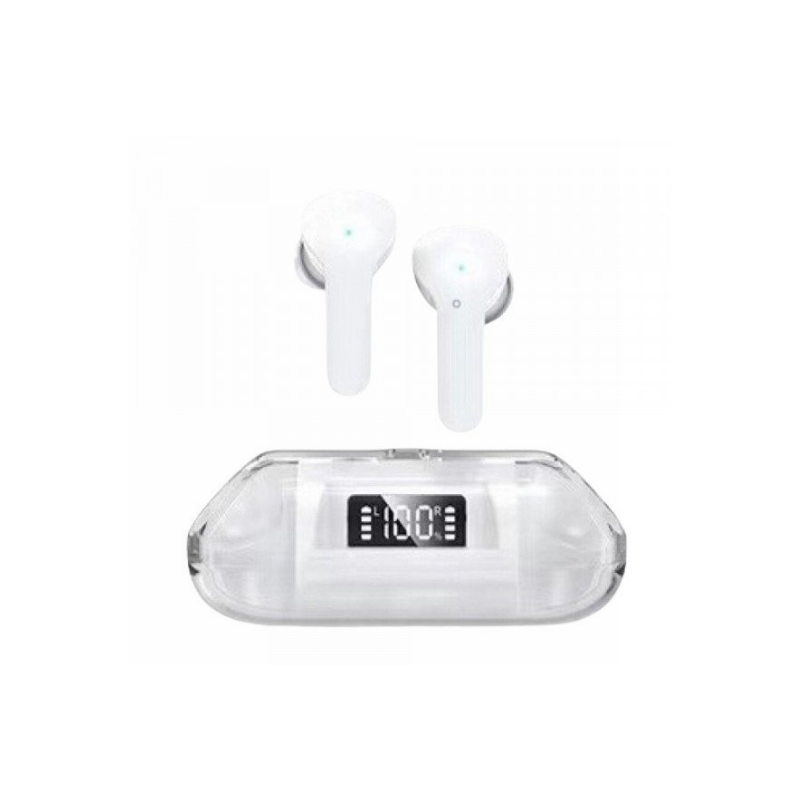 TWS Headphones Ultimate Sound and Advanced Real-Time Battery Display BW04 for Universal Cell Phone And Bluetooth Device (White)