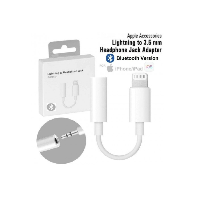 Bluetooth WIRED 8PIN Lighting to Earphone Headphone Jack Adapter Dongle for Apple iPhone (White)