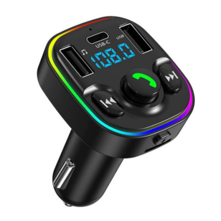 Bluetooth Car FM Transmitter, Wireless Audio Adapter Receiver for Universal Cell Phone And Bluetooth Device (Black)