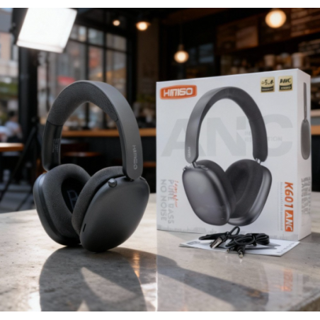 Bluetooth Wireless Surround Sound Headphones with Active Noise Cancellation and Micro SD Card Slot K601ANC (Black)