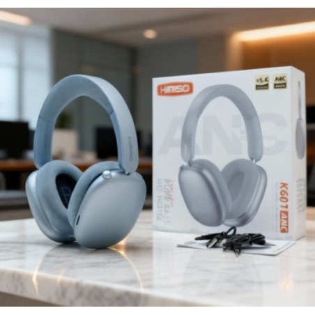Bluetooth Wireless Surround Sound Headphones with Active Noise Cancellation and Micro SD Card Slot K601ANC (Blue)