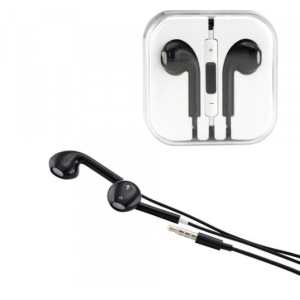 iPhone AUX Style Stereo Earphone Headset with Mic and Volume Control (Black)