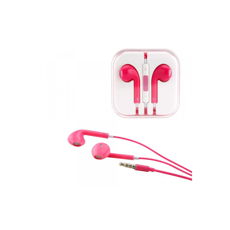 iPhone AUX Style Stereo Earphone Headset with Mic and Volume Control (Hot Pink)