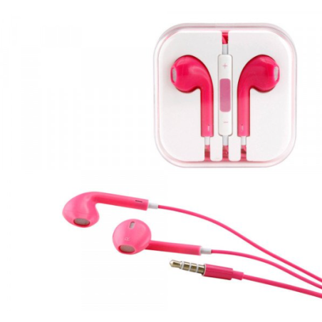 iPhone AUX Style Stereo Earphone Headset with Mic and Volume Control (Hot Pink)