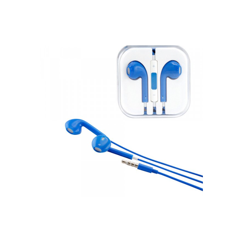 iPhone AUX Style Stereo Earphone Headset with Mic and Volume Control (Navy Blue)