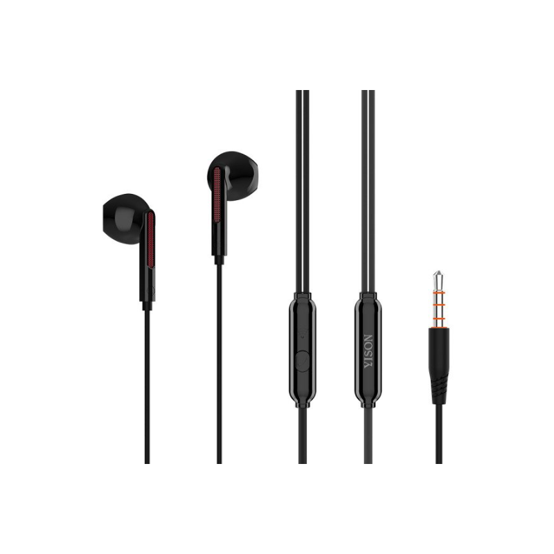 Earphones with Microphone 3.5mm Aux Auxiliary Cable (Black)