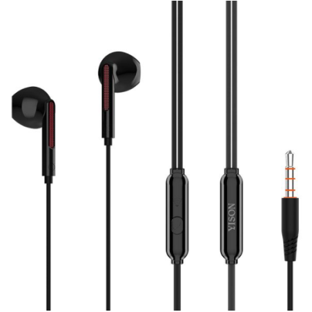 Earphones with Microphone 3.5mm Aux Auxiliary Cable (Black)